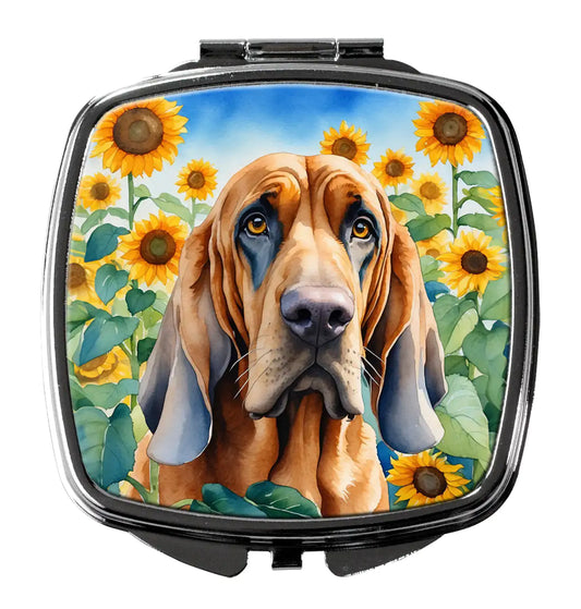 Bloodhound in Sunflowers Compact Mirror