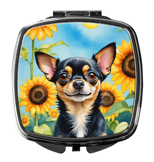 Chihuahua in Sunflowers Compact Mirror