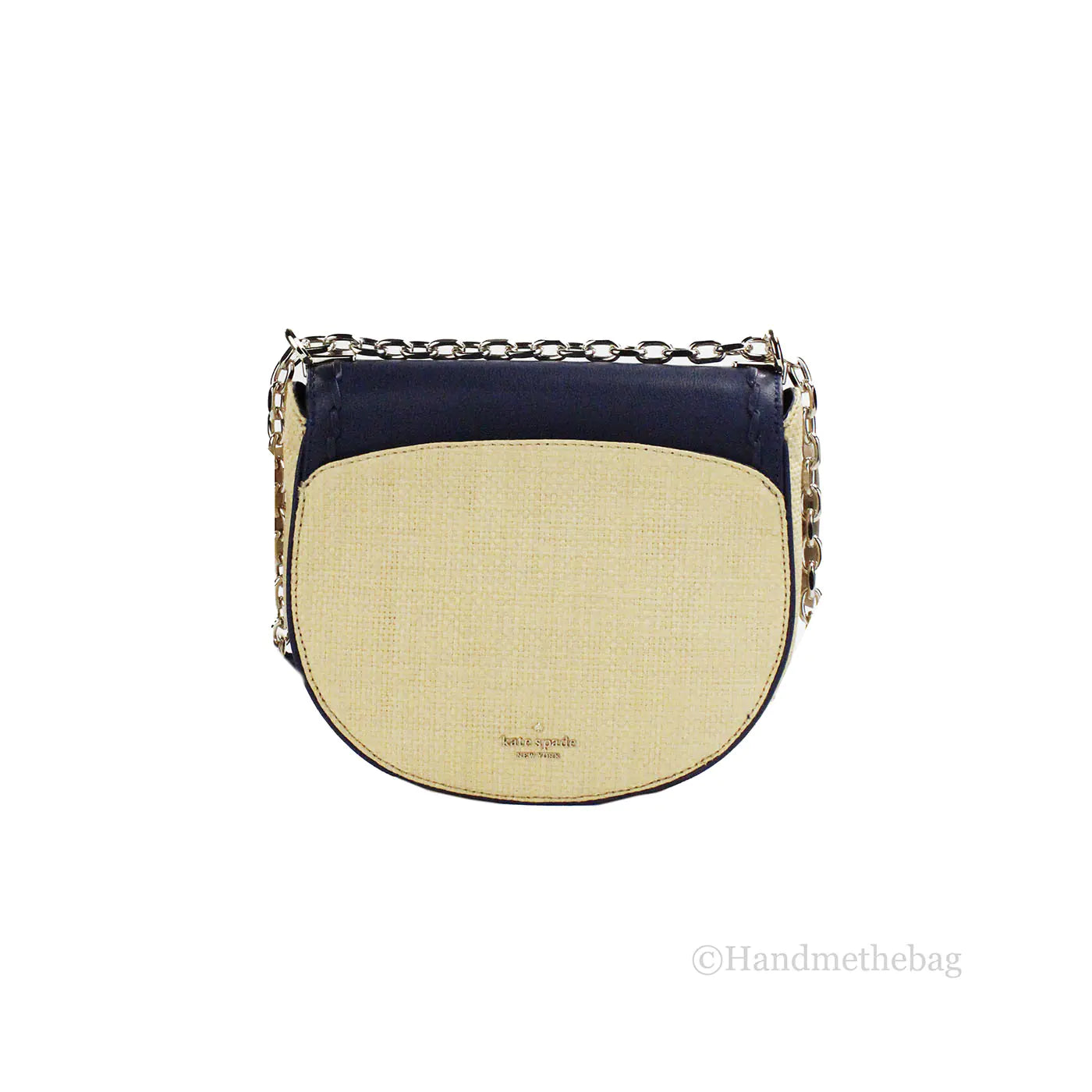 Kate Spade Robyn Straw Nightcap Leather Medium Saddle Bag