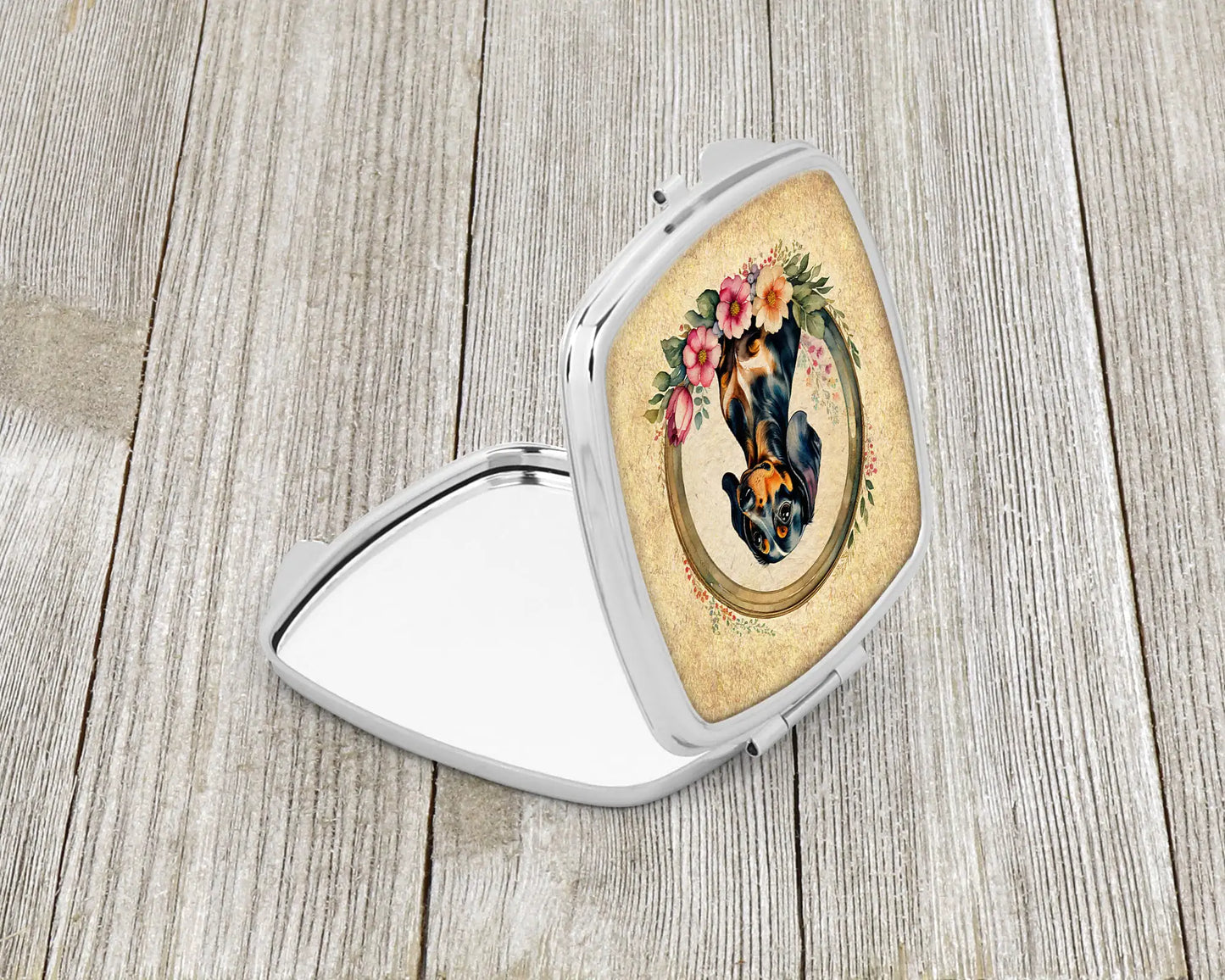 Dachshund and Flowers Compact Mirror
