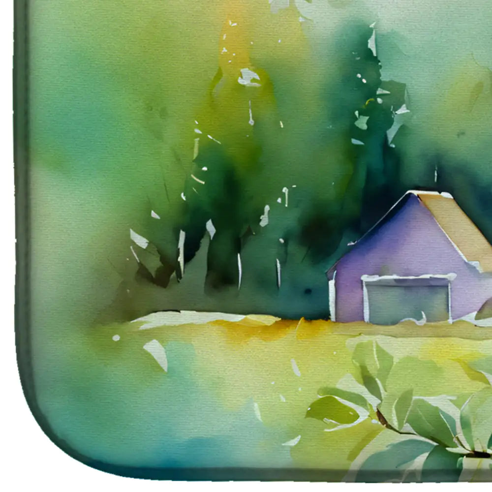 Idaho Syringa in Watercolor Dish Drying Mat