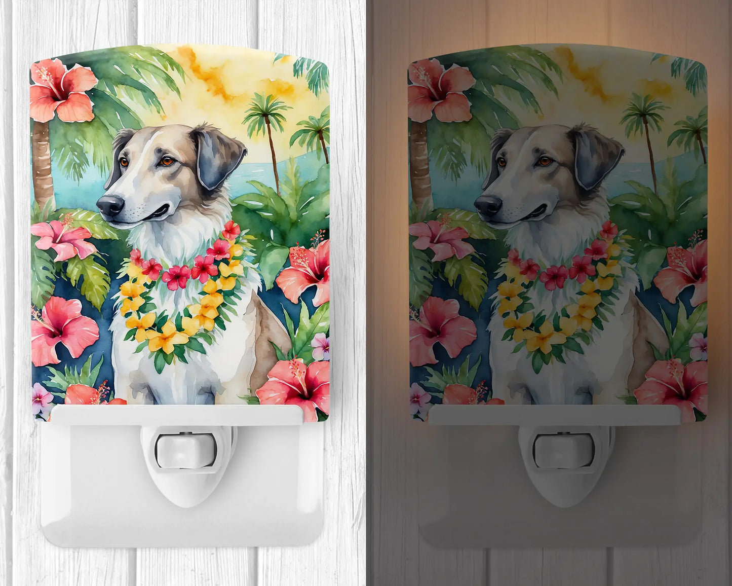 Borzoi Luau Ceramic Night Light