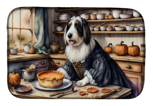 Bearded Collie Fall Kitchen Pumpkins Dish Drying Mat