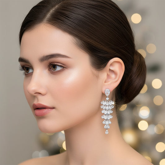 Sparkling Zircon Christmas Tree Drop Earrings For Women Trendy Xmas Tree Plant Dangle  New Year Festival Party Jewelry