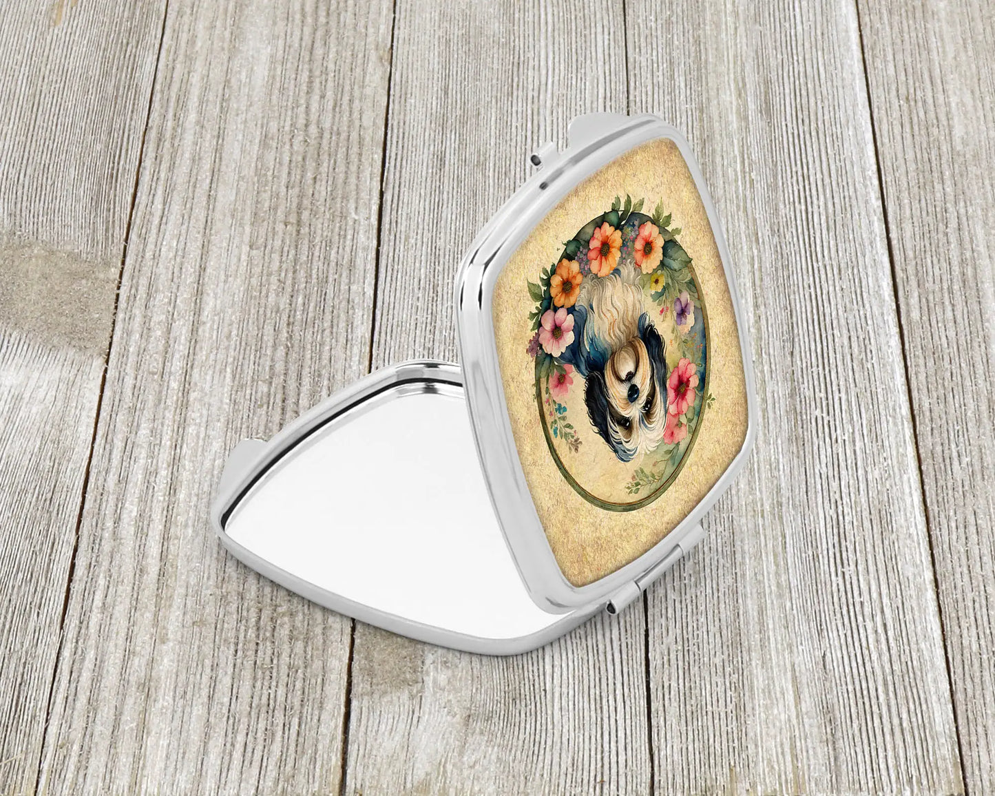 Havanese and Flowers Compact Mirror