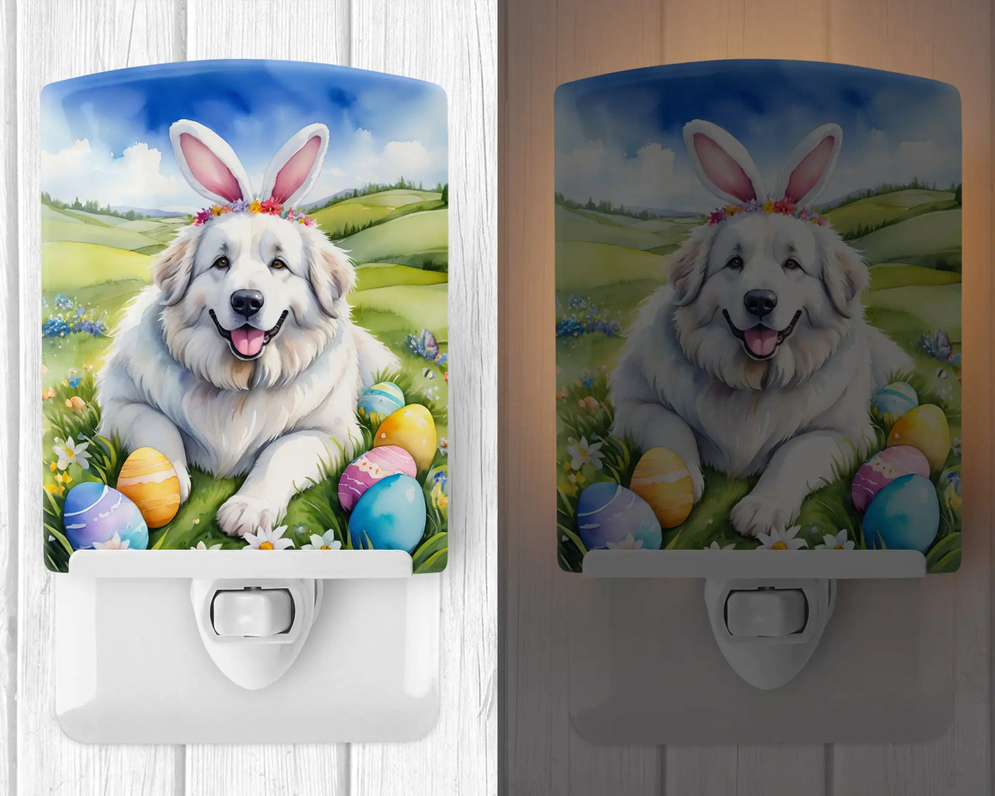 Great Pyrenees Easter Egg Hunt Ceramic Night Light