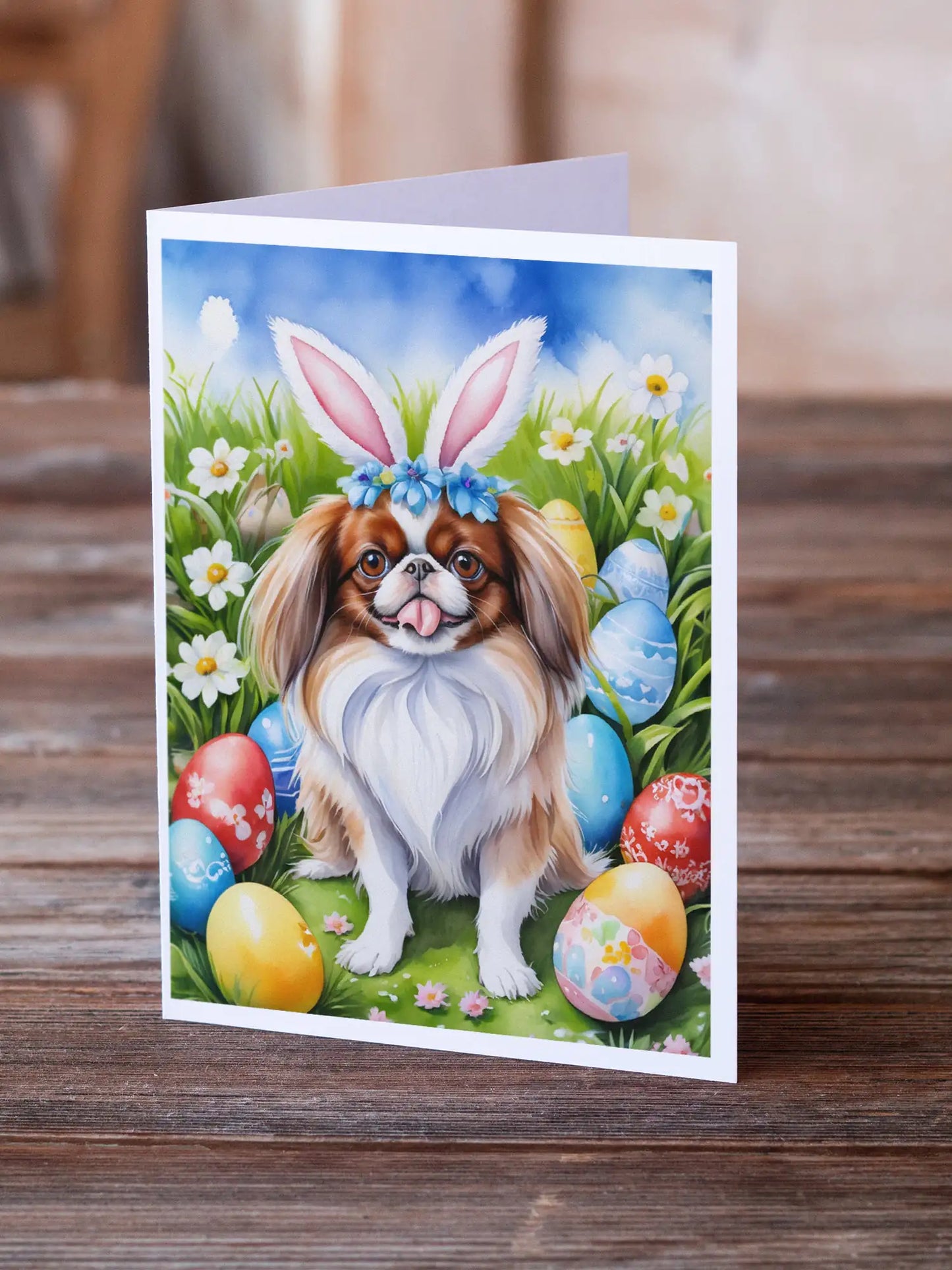 Japanese Chin Easter Egg Hunt Greeting Cards Pack of 8