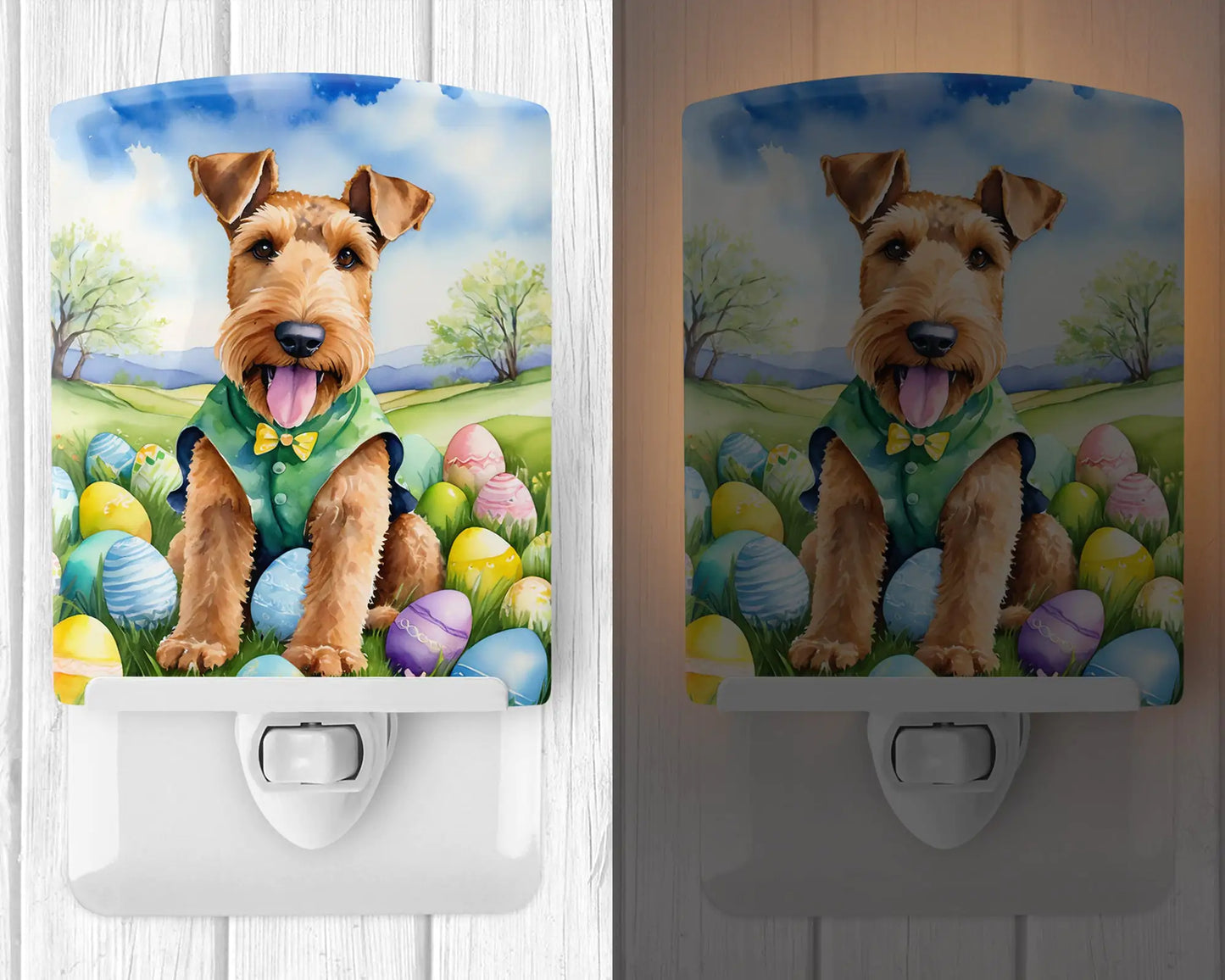 Airedale Terrier Easter Egg Hunt Ceramic Night Light