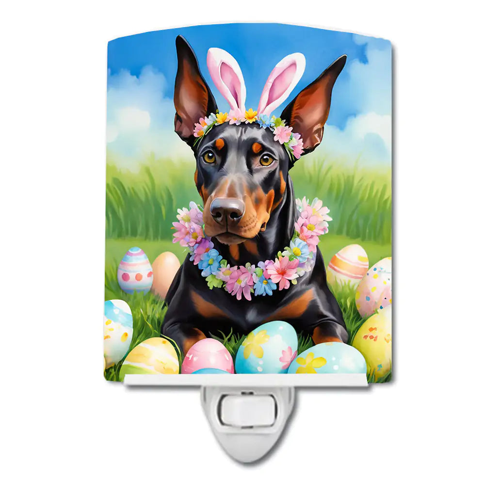 Doberman Pinscher Easter Egg Hunt Ceramic Night Light