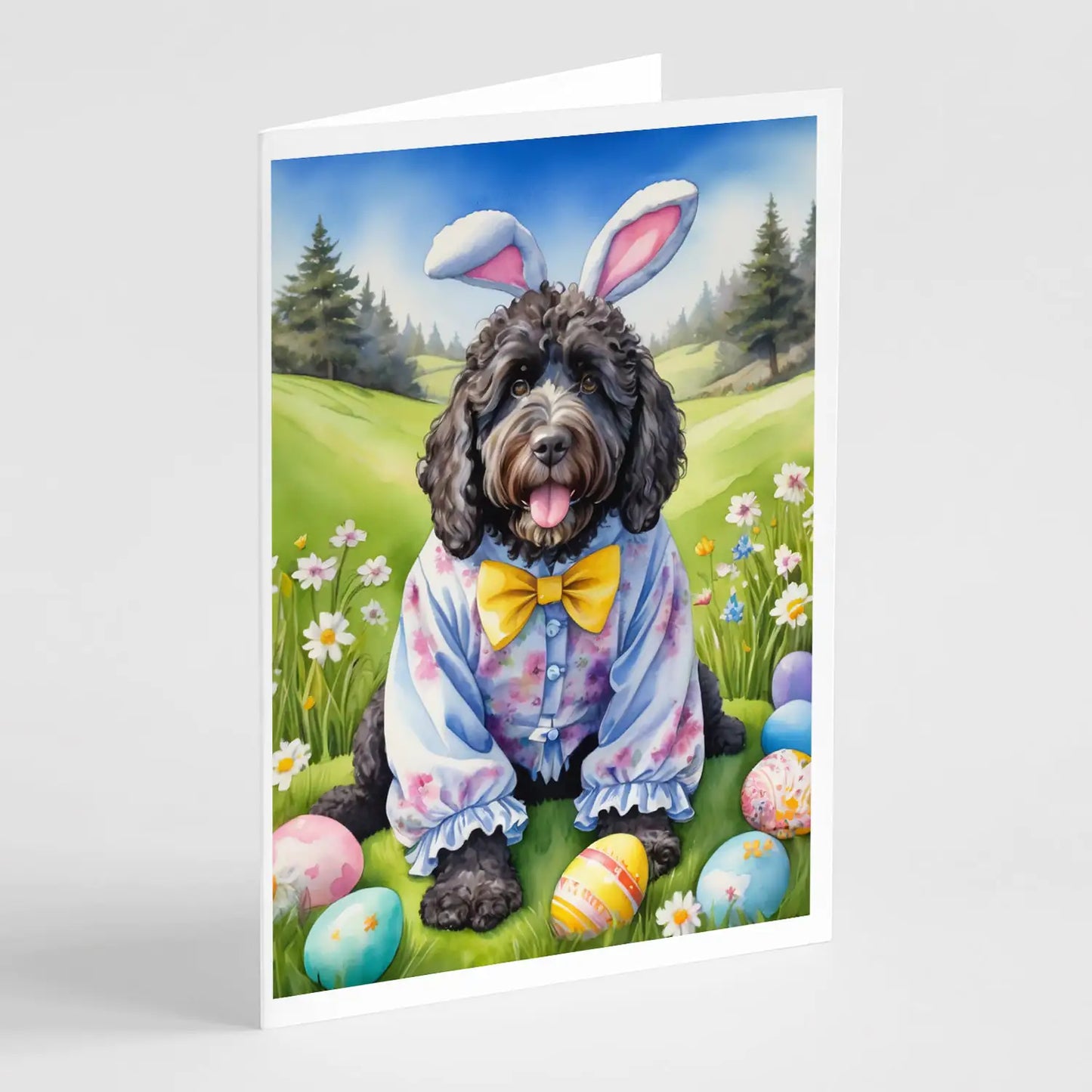 Portuguese Water Dog Easter Egg Hunt Greeting Cards Pack of 8