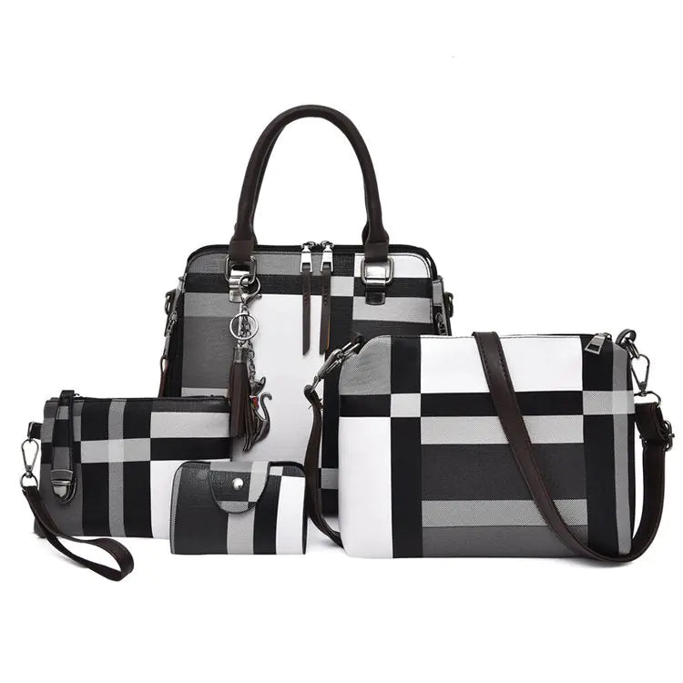 Fashion Retro Stitching Women's Handbag Purse Set