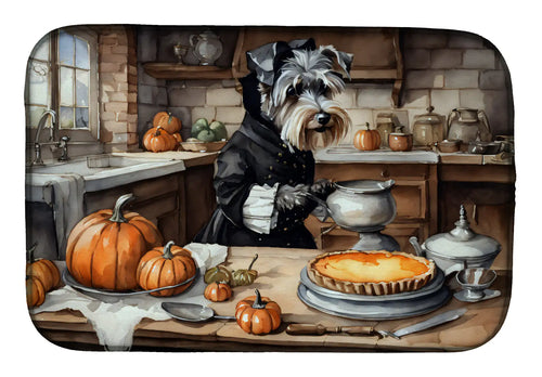 Schnauzer Fall Kitchen Pumpkins Dish Drying Mat