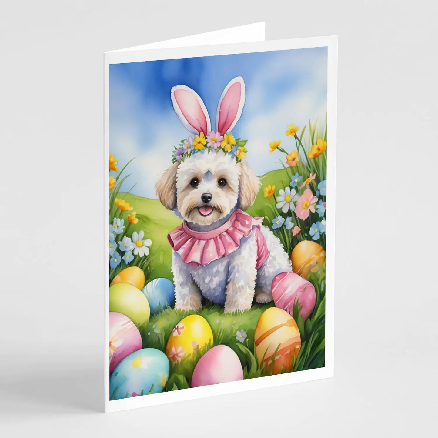Maltipoo Easter Egg Hunt Greeting Cards Pack of 8