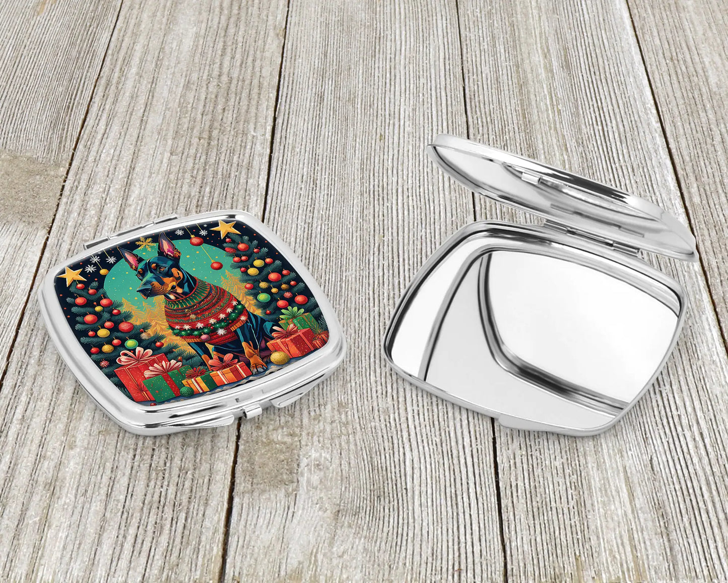 Doberman Pinscher Christmas Compact Mirror