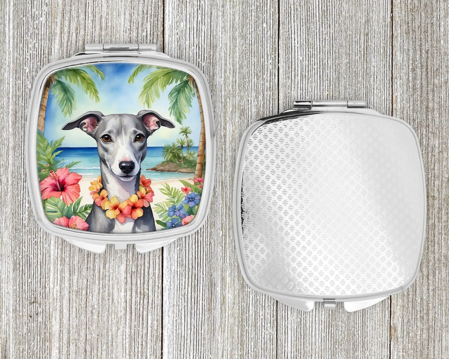 Whippet Luau Compact Mirror