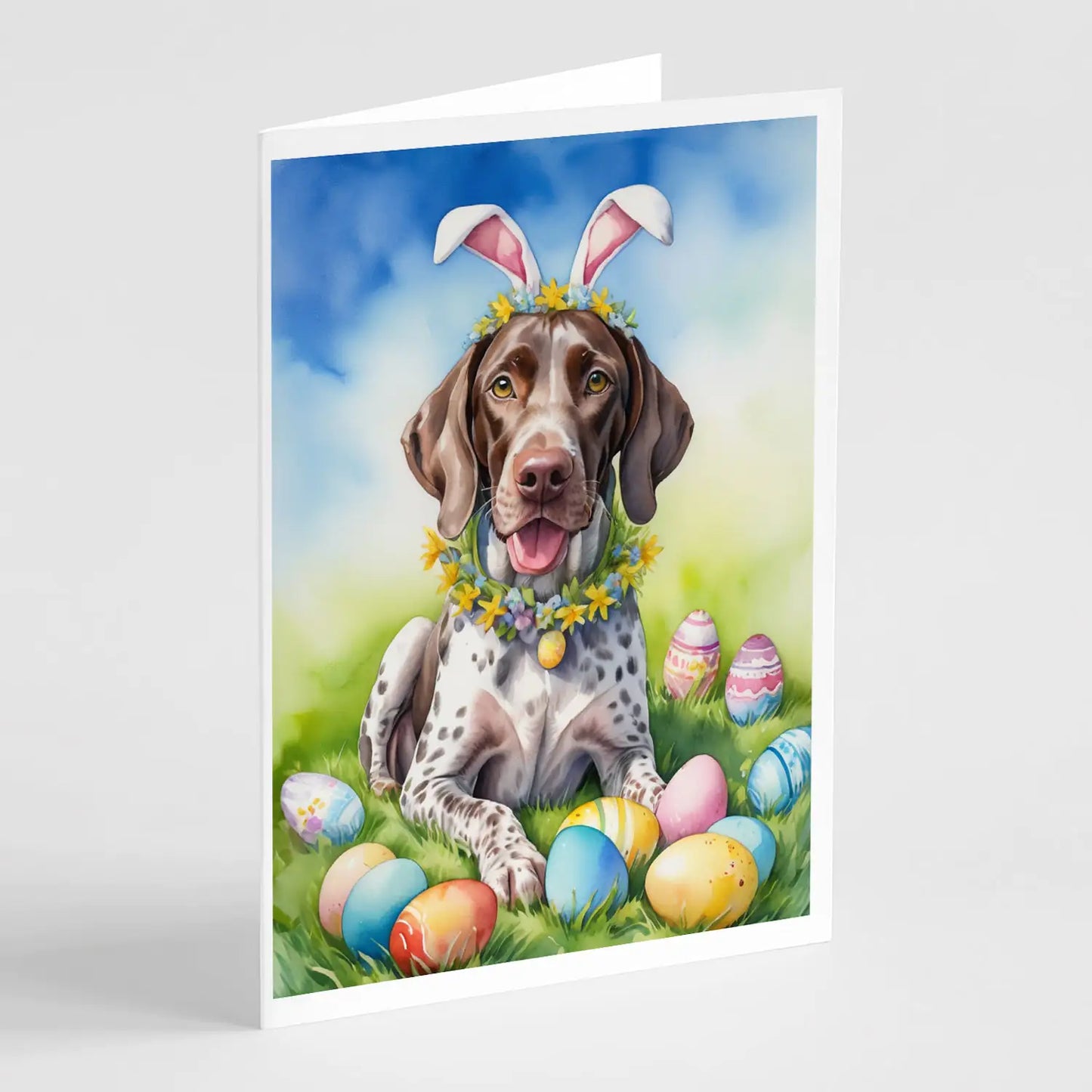 German Shorthaired Pointer Easter Egg Hunt Greeting Cards Pack of 8