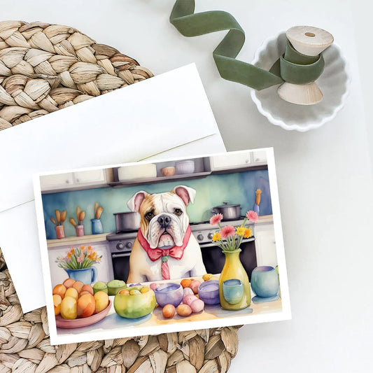 Decorating Easter English Bulldog Greeting Cards Pack of 8