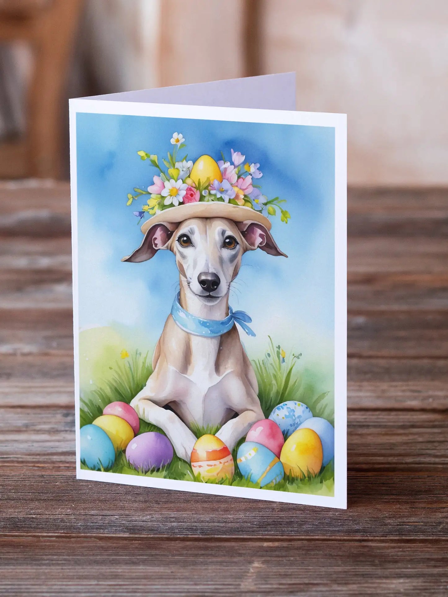 Whippet Easter Egg Hunt Greeting Cards Pack of 8