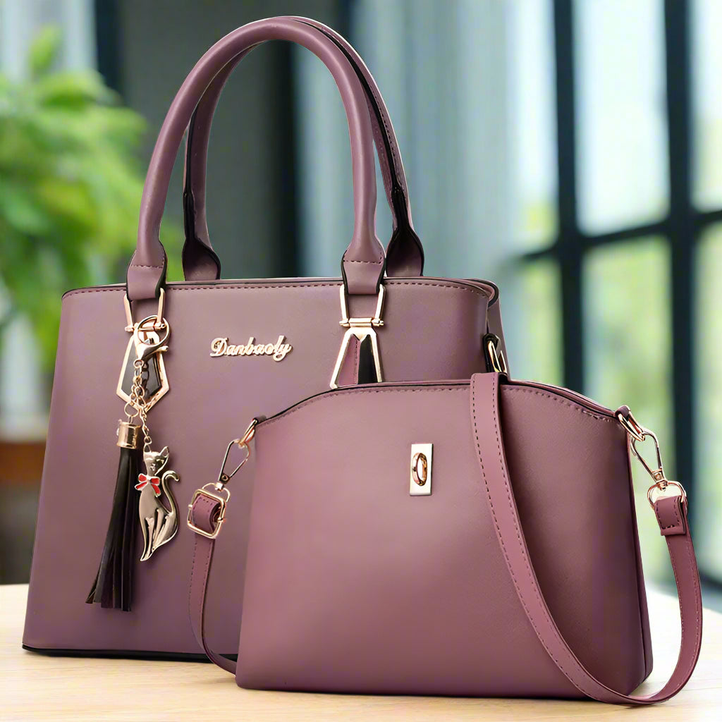 Fashionable Women's PU Handbag and Crossbody Purse Set