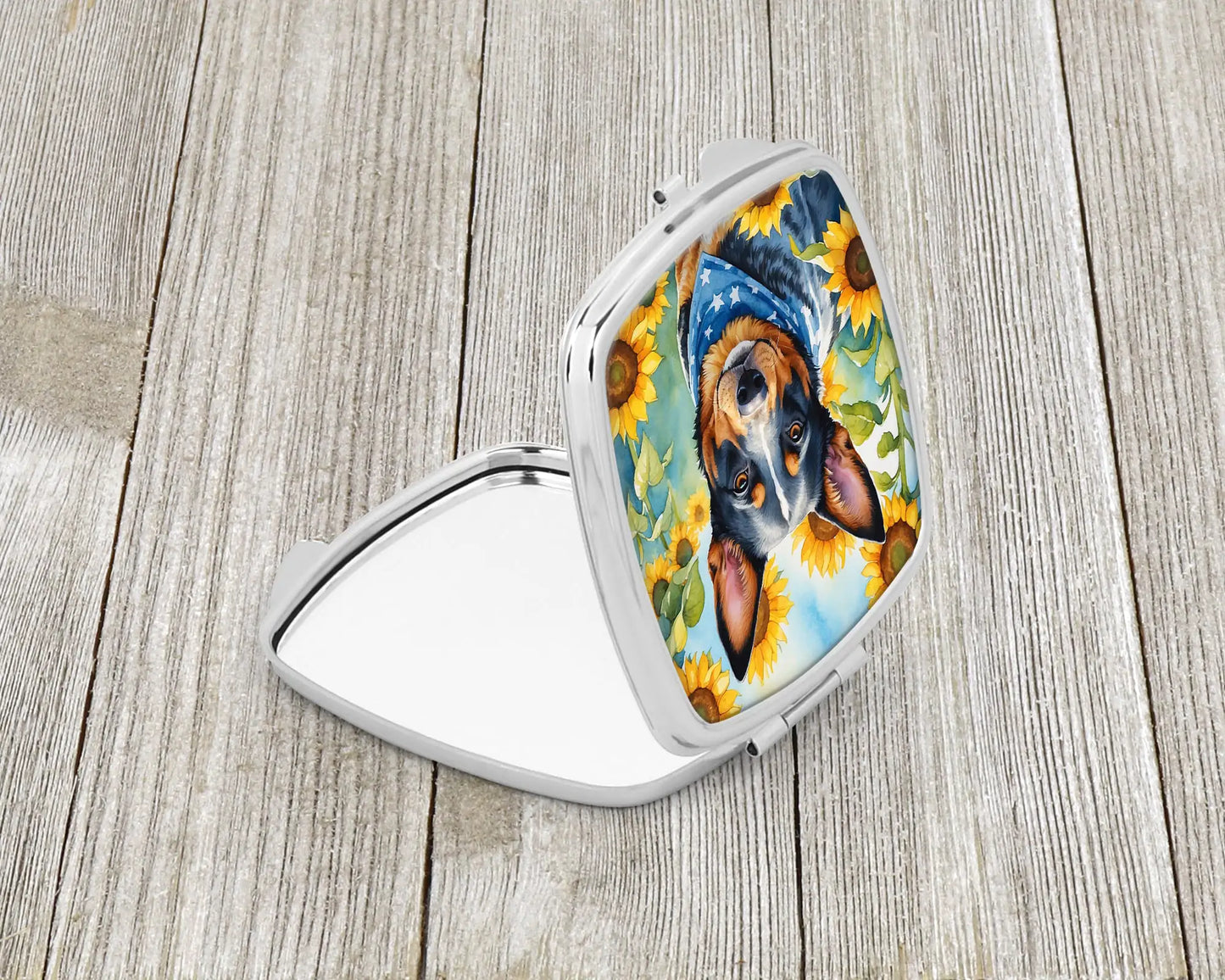 Australian Cattle Dog in Sunflowers Compact Mirror