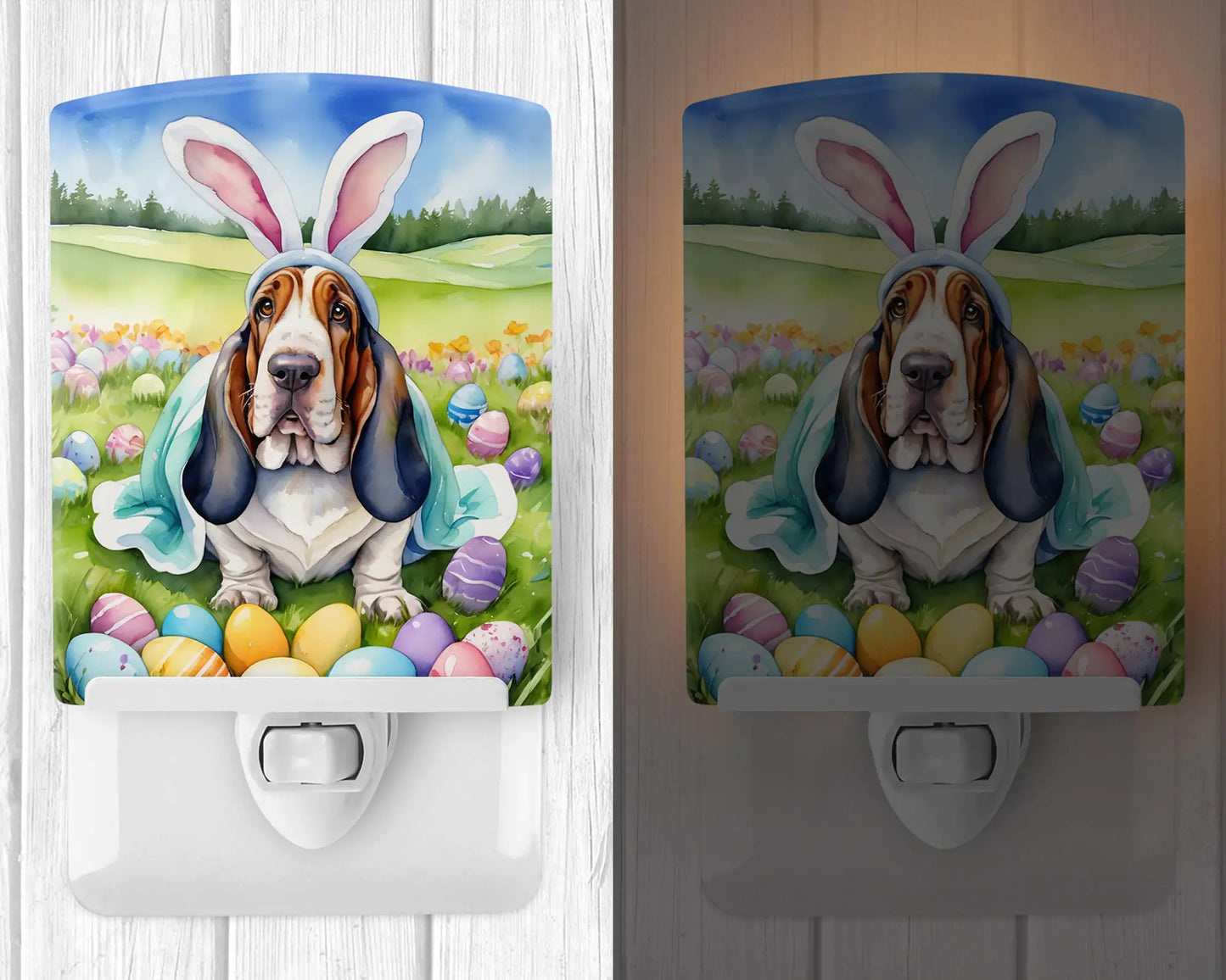 Basset Hound Easter Egg Hunt Ceramic Night Light