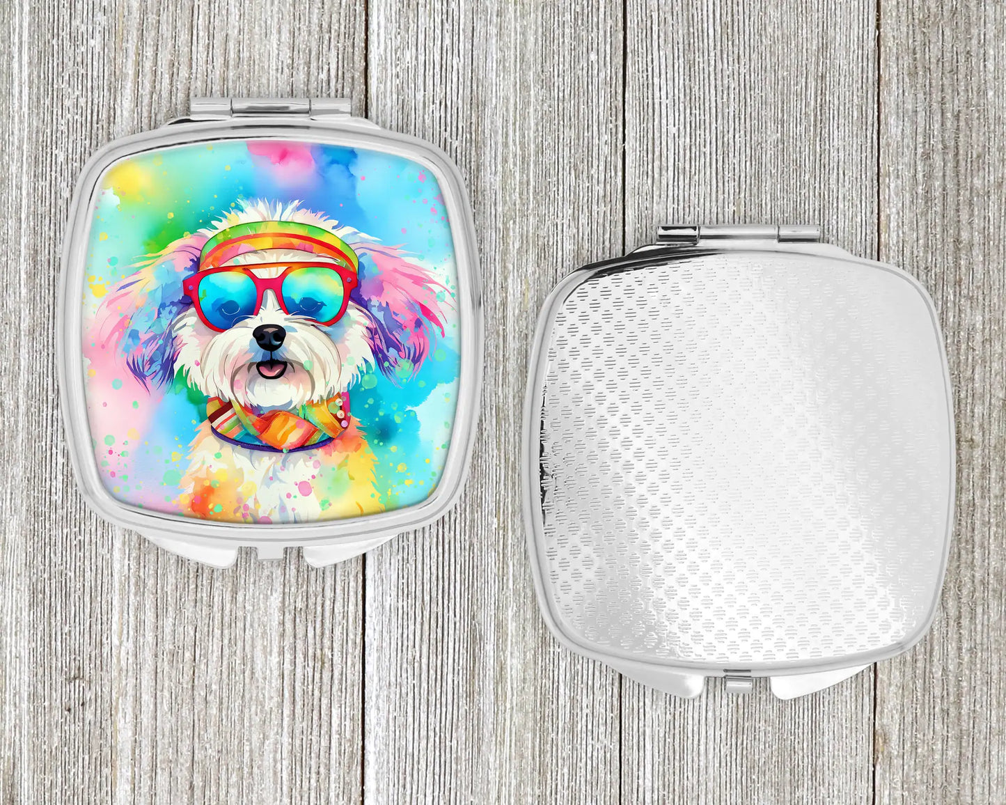 Bichon Frise Hippie Dawg Compact Mirror