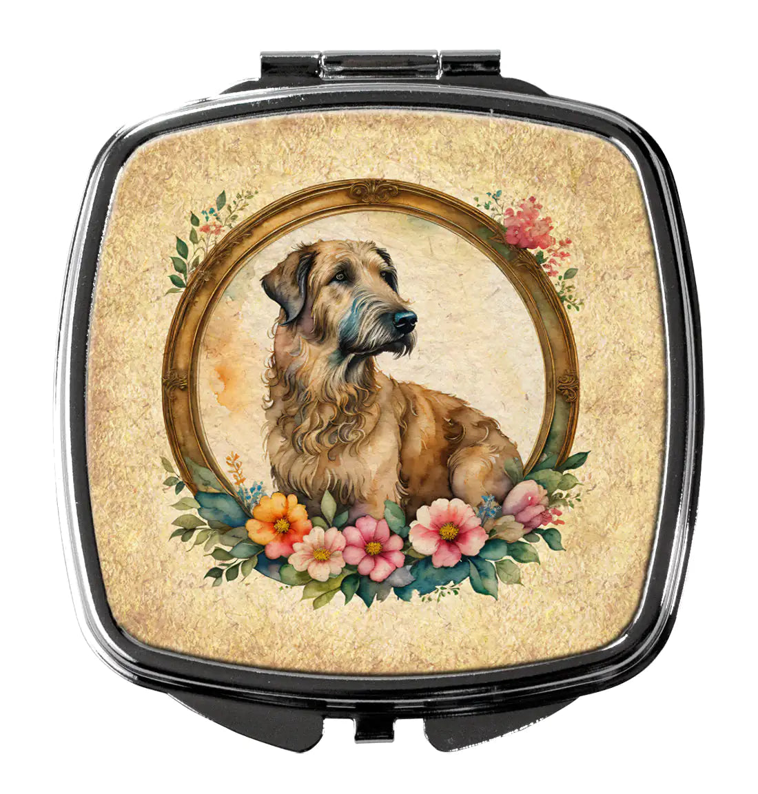 Irish Wolfhound and Flowers Compact Mirror