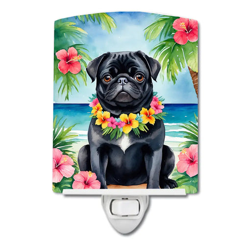 Black Pug Luau Ceramic Night Light