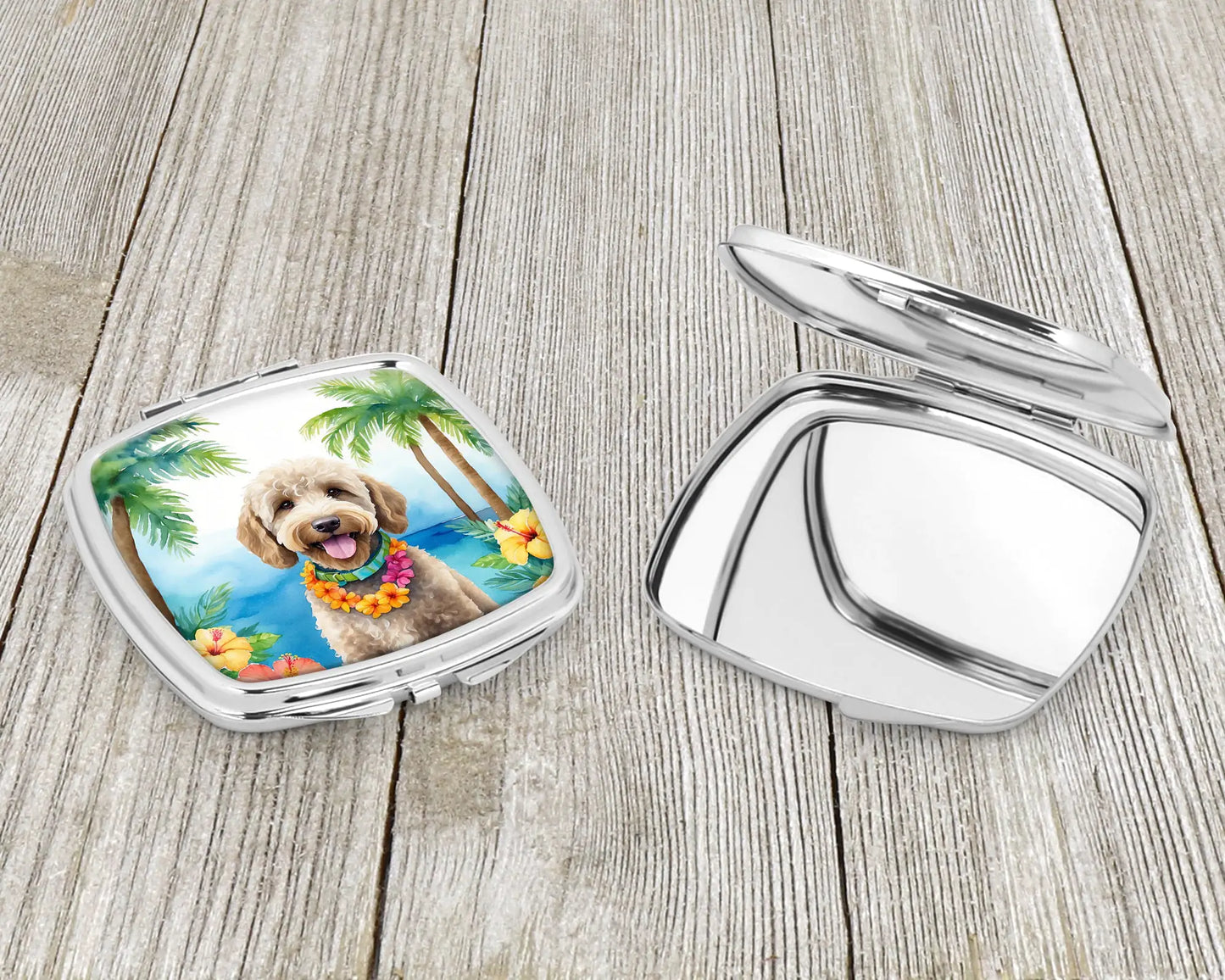 Labradoodle Luau Compact Mirror