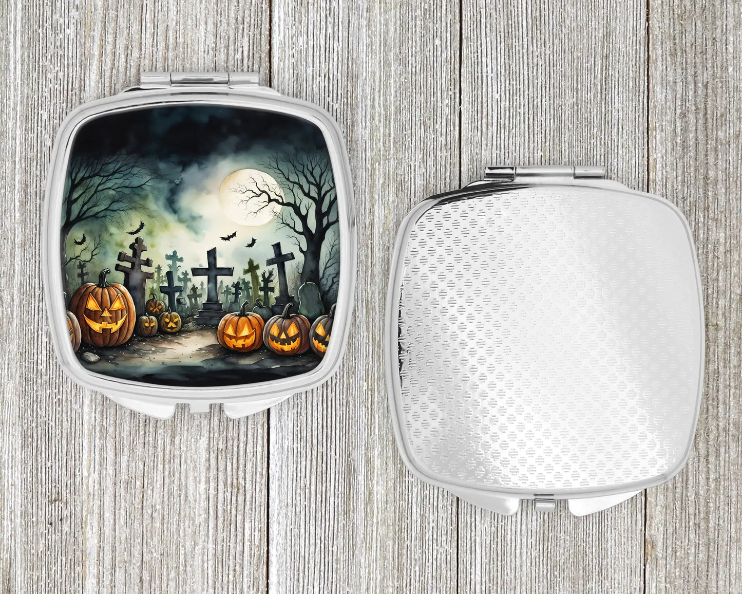 Graveyard Spooky Halloween Compact Mirror