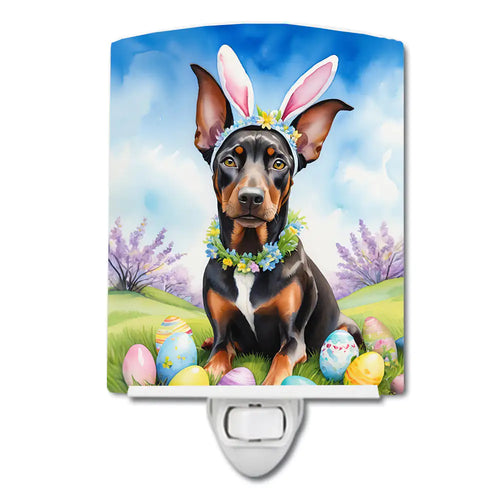 Doberman Pinscher Easter Egg Hunt Ceramic Night Light