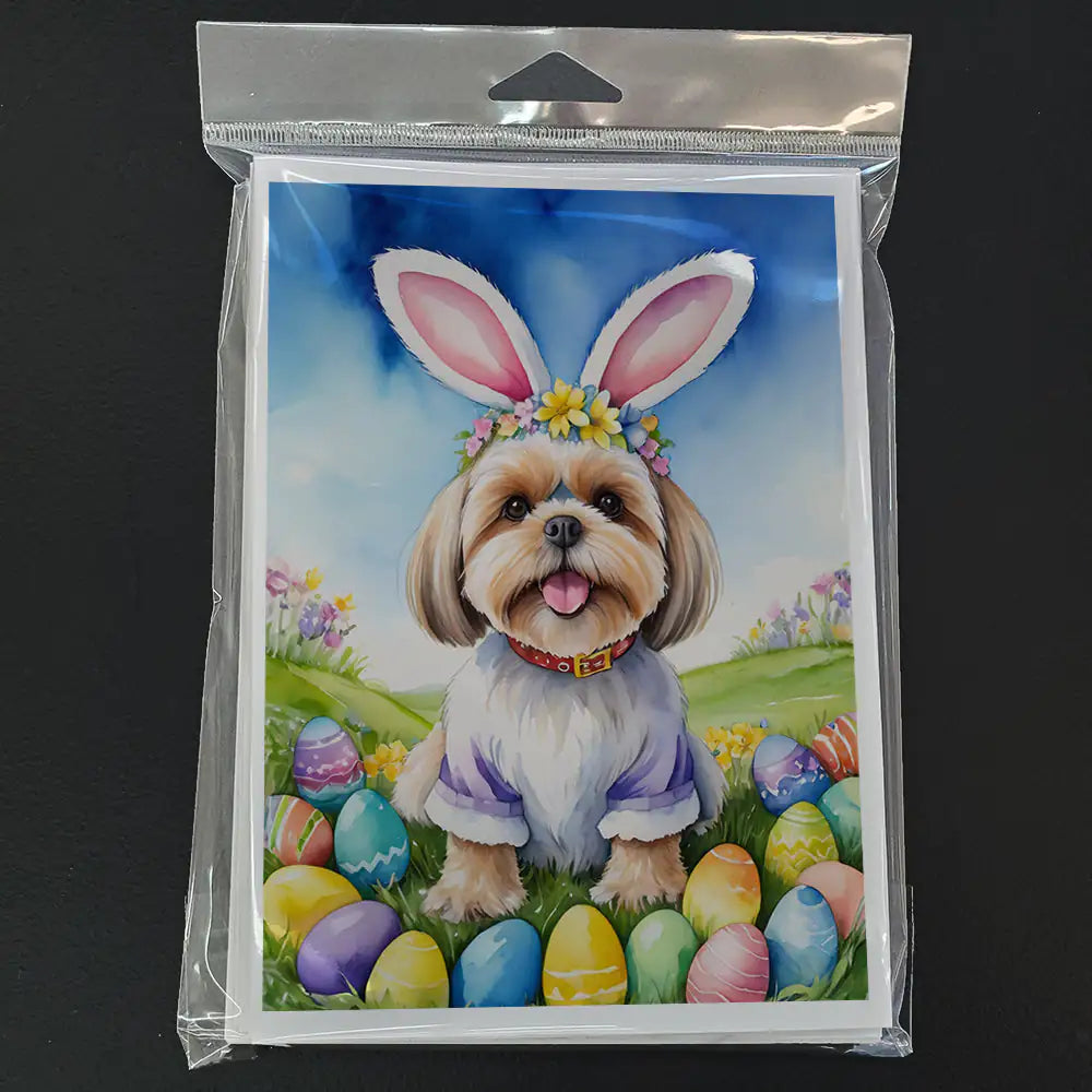Lhasa Apso Easter Egg Hunt Greeting Cards Pack of 8