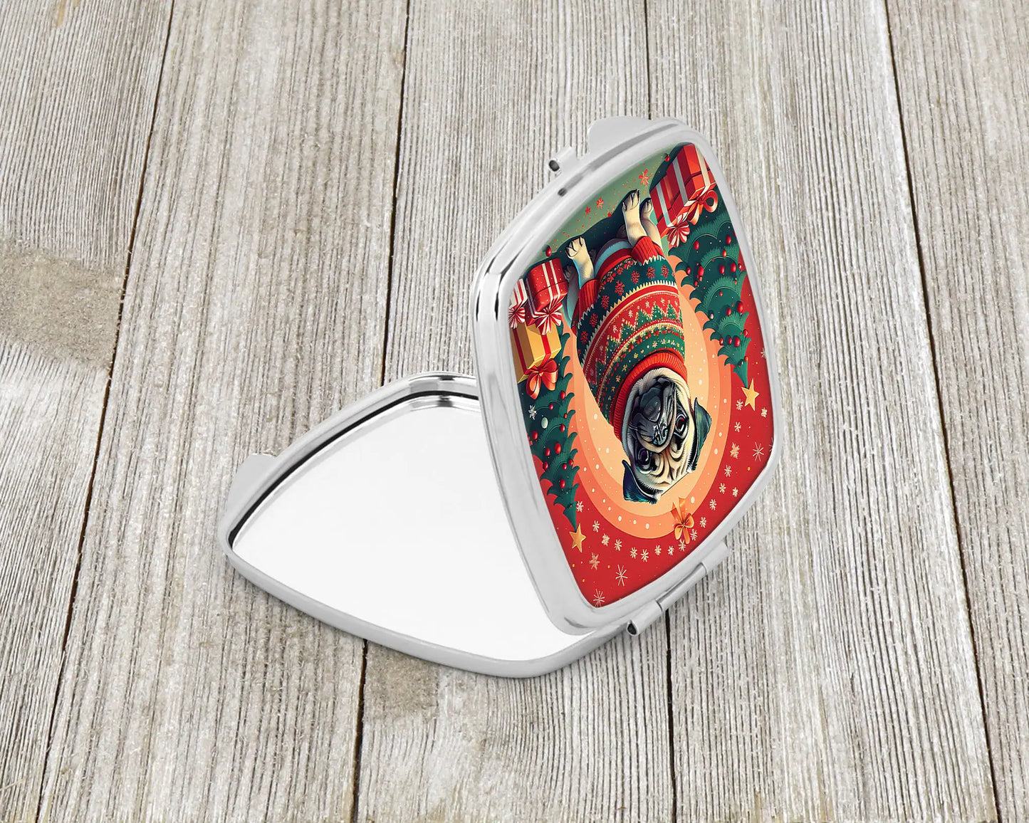 Fawn Pug Christmas Compact Mirror