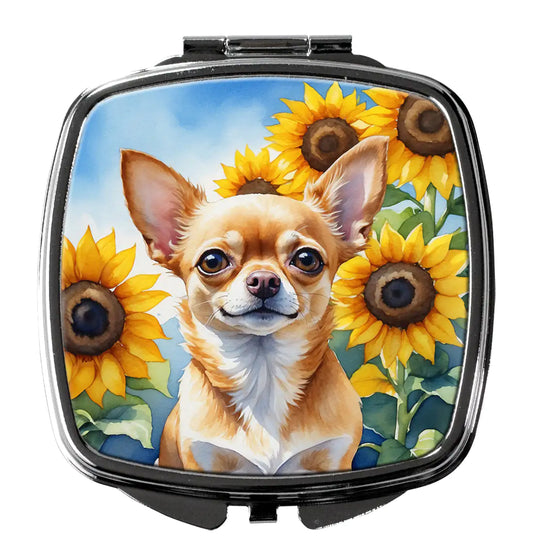 Chihuahua in Sunflowers Compact Mirror