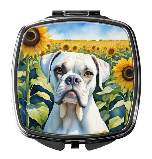 Boxer in Sunflowers Compact Mirror