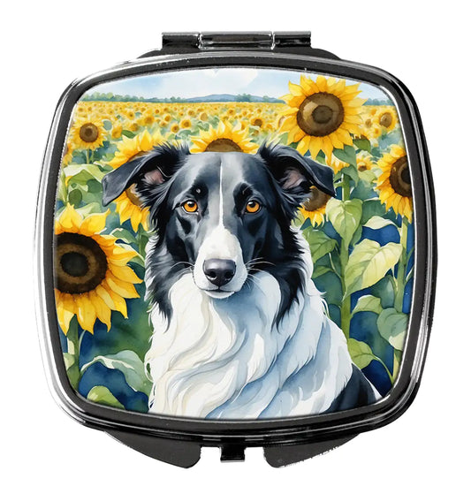 Borzoi in Sunflowers Compact Mirror