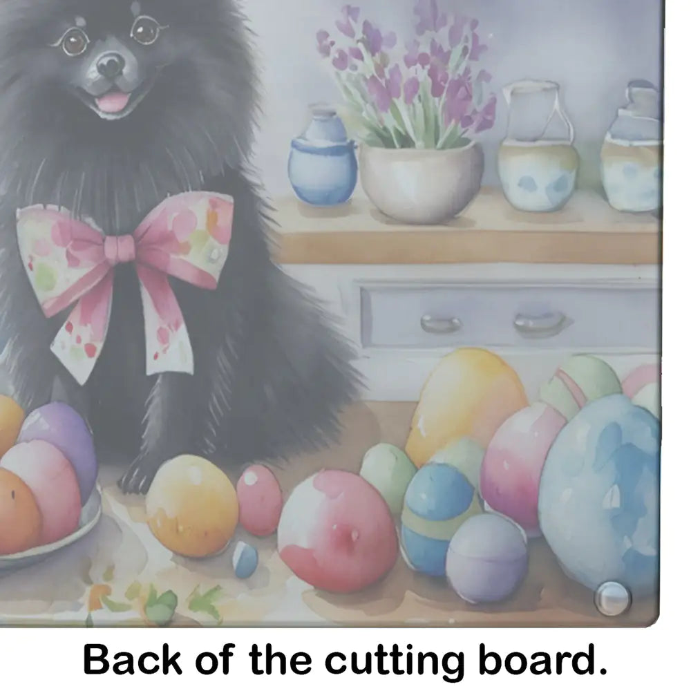 Decorating Easter Pomeranian Glass Cutting Board
