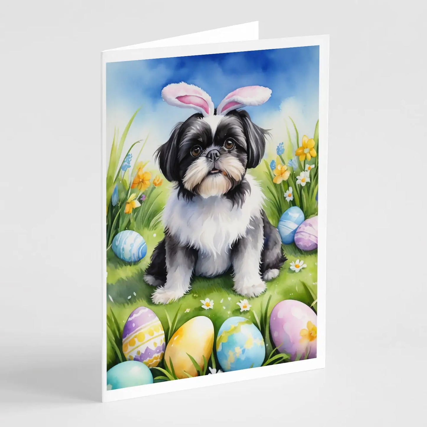 Shih Tzu Easter Egg Hunt Greeting Cards Pack of 8