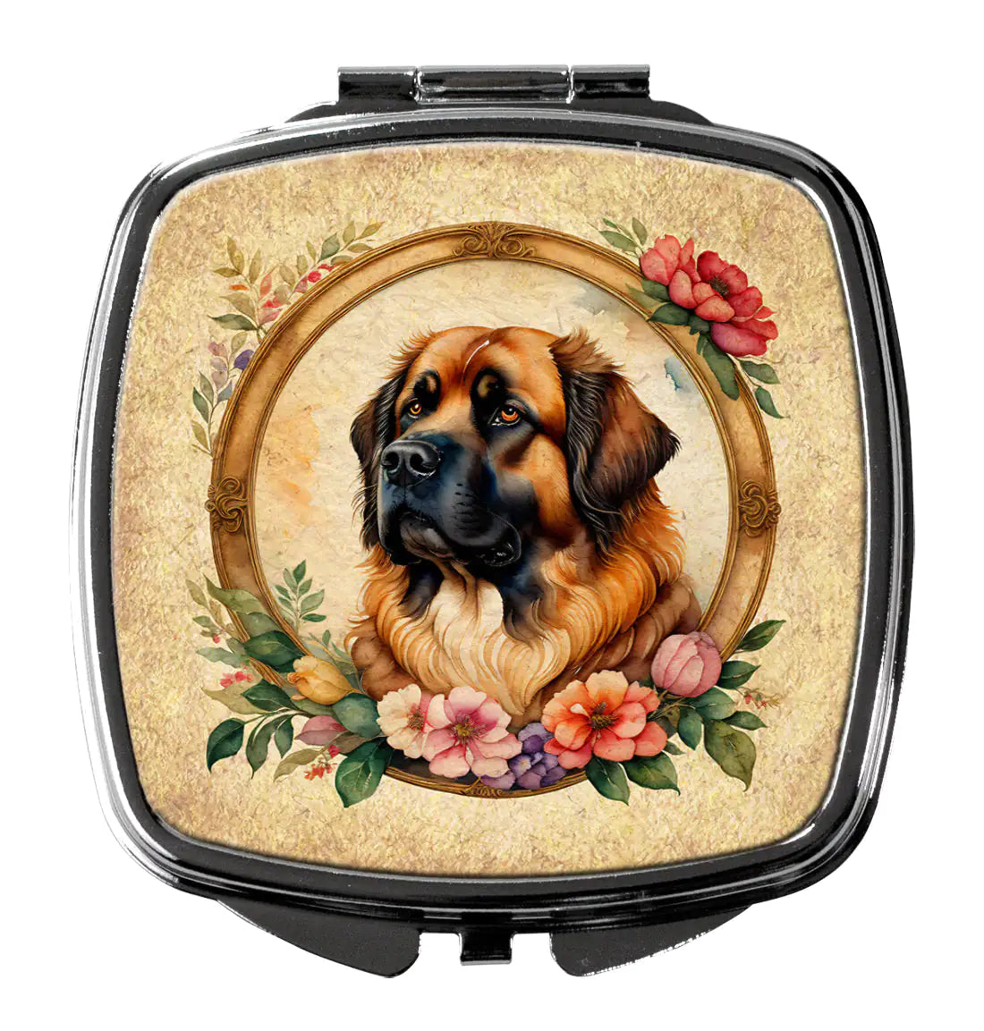 Leonberger and Flowers Compact Mirror