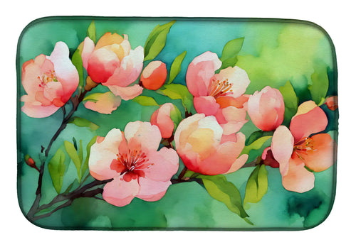 Delaware Peach Blossom in Watercolor Dish Drying Mat