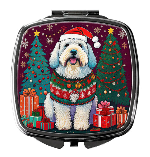 Old English Sheepdog Christmas Compact Mirror