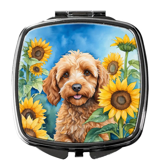 Cockapoo in Sunflowers Compact Mirror