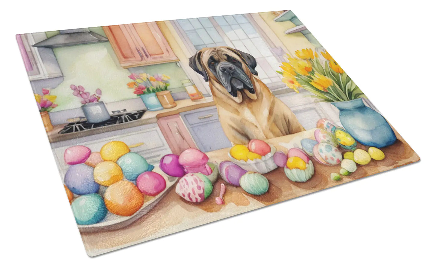 Decorating Easter Mastiff Glass Cutting Board