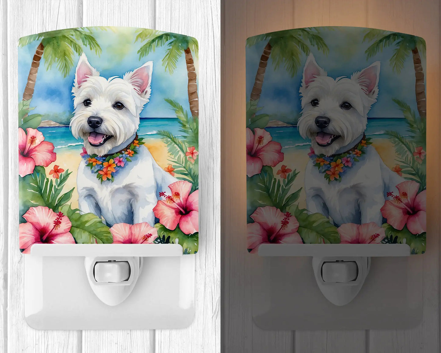 Westie Luau Ceramic Night Light