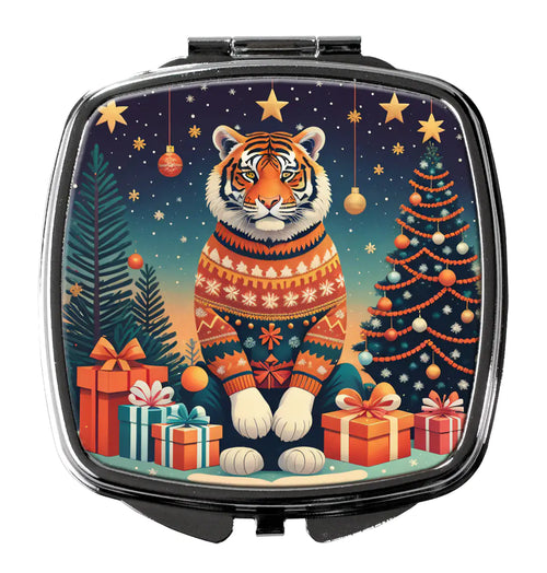 Tiger Christmas Compact Mirror