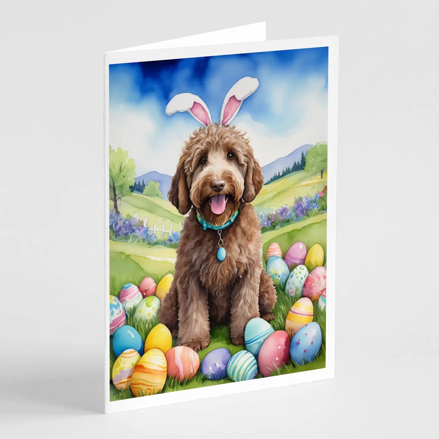 Labradoodle Easter Egg Hunt Greeting Cards Pack of 8