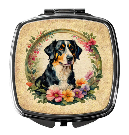 Appenzeller Sennenhund and Flowers Compact Mirror
