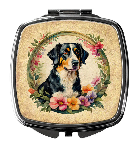 Appenzeller Sennenhund and Flowers Compact Mirror