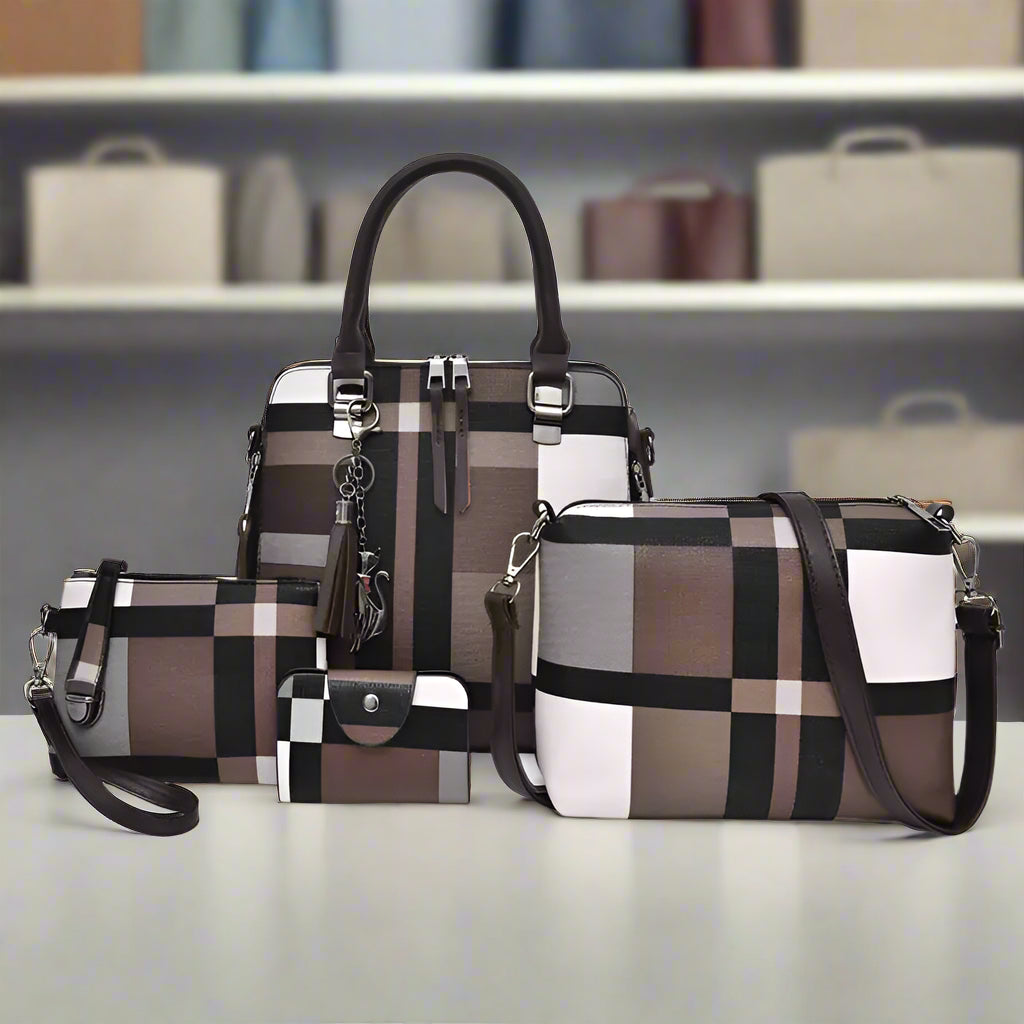 Fashion Retro Stitching Women's Handbag Purse Set
