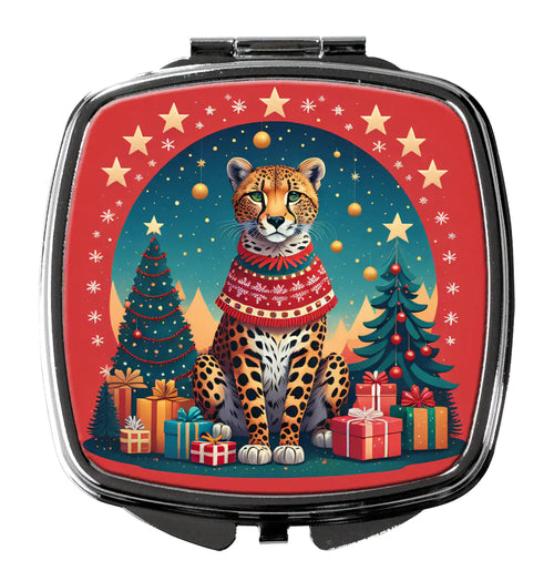 Cheetah Christmas Compact Mirror